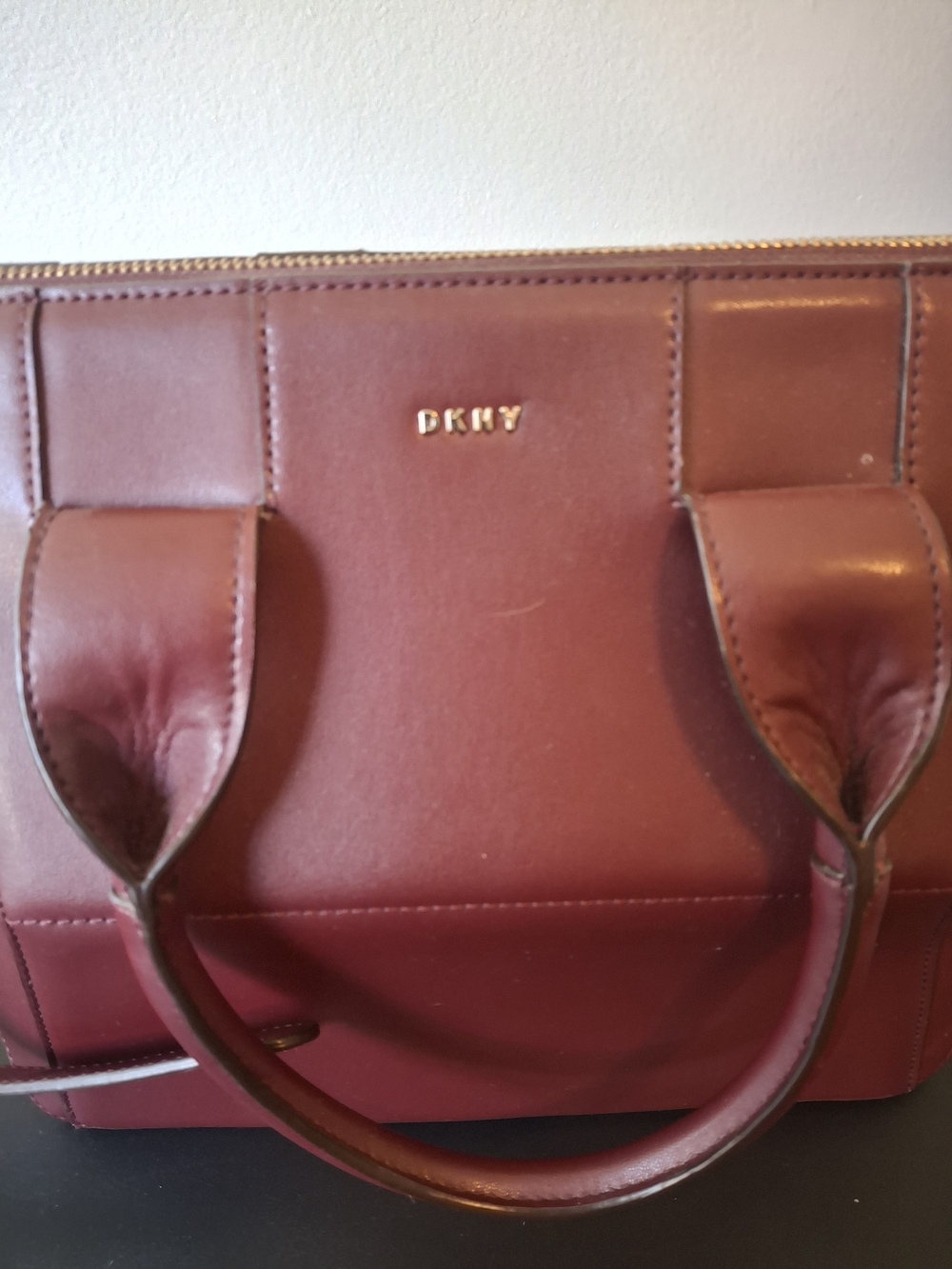 DKNY Burgundy Leather Dome Satchel - Picture 2 of 5